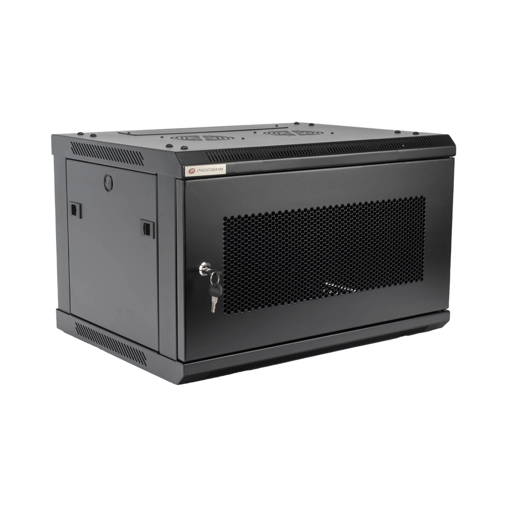 Gabinetes PRECISION, Con Puerta Perforada, de 19in, 6UR, 450mm de Profundidad, Color Negro